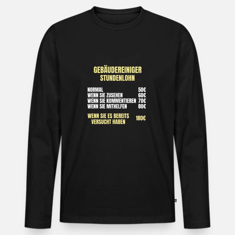 Gebäudereiniger Stundenlohn - Männer Premium Bio Langarmshirt - Schwarz