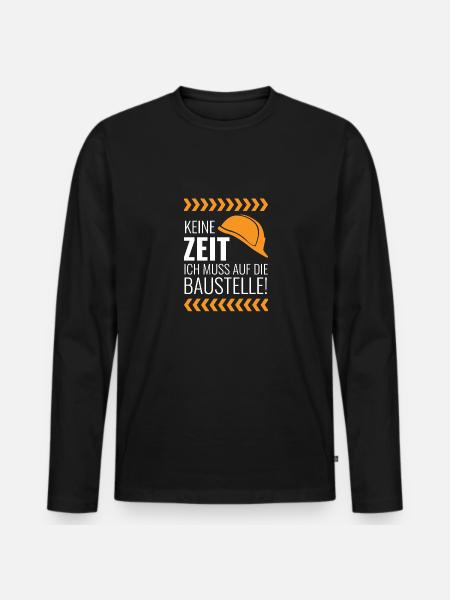 Baustelle - Männer Premium Bio Langarmshirt - Schwarz