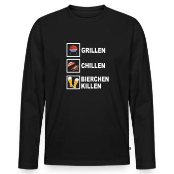 Grillen chillen Bierchen killen - Männer Premium Bio Langarmshirt - Schwarz - Vorne - Nico (187cm)