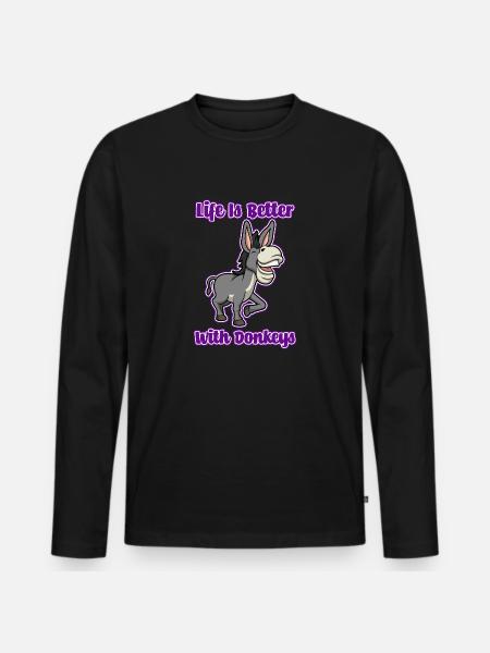 Bébé mignon âne vivant mule - T-shirt manches longues Premium bio Homme - noir