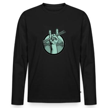 Schlagzeug Drumsticks - Männer Premium Bio Langarmshirt - Schwarz - Vorne - Nico (187cm)