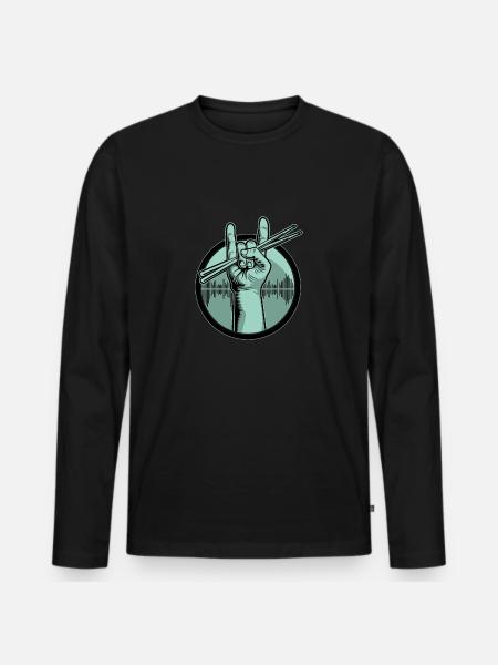Schlagzeug Drumsticks - Männer Premium Bio Langarmshirt - Schwarz