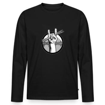 Schlagzeug Drumsticks - Männer Premium Bio Langarmshirt - Schwarz - Vorne - Nico (187cm)