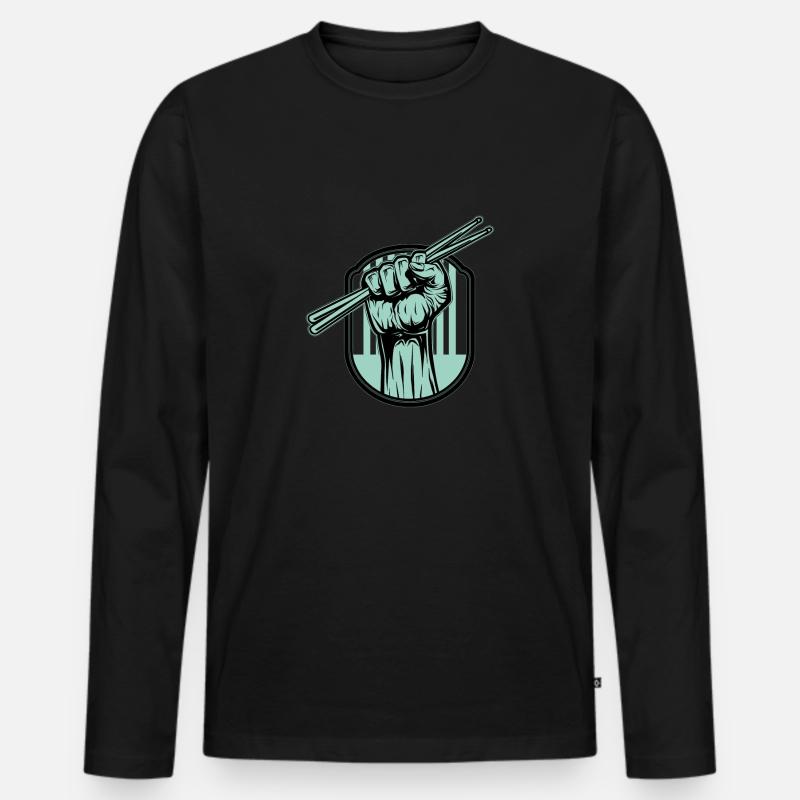 Schlagzeug Drumsticks - Männer Premium Bio Langarmshirt - Schwarz