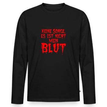 Keine Sorge es ist nicht mein Blut - Männer Premium Bio Langarmshirt - Schwarz - Vorne - Nico (187cm)