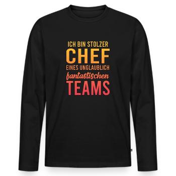 Ich bin stolzer Chef eines unglaublich - Männer Premium Bio Langarmshirt - Schwarz - Vorne - Nico (187cm)