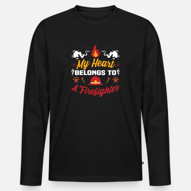 Feuerwehrmann Ehemann Frau Ehepartner - Männer Premium Bio Langarmshirt - Schwarz