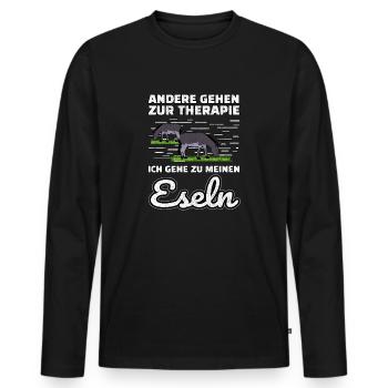 Esel lustiger Spruch Therapie - Männer Premium Bio Langarmshirt - Schwarz - Vorne - Nico (187cm)