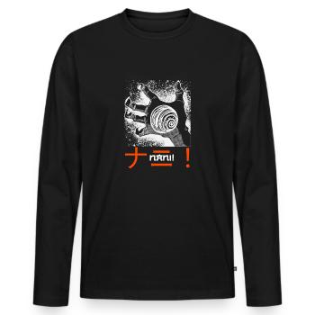 Nani! What? Funny Japanese Anime Gift - Men's Premium Organic Long Sleeve Shirt - black - Front - Nico (187cm)