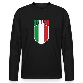 Italy Jersey Football 2021 - Men's Premium Organic Long Sleeve Shirt - black - Front - Nico (187cm)