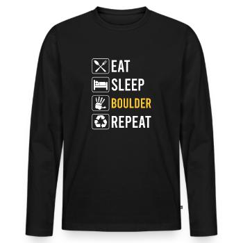 Eat Sleep Bouldern Repeat - Boulder drôle - T-shirt manches longues Premium bio Homme - noir - Devant - Nico (187cm)
