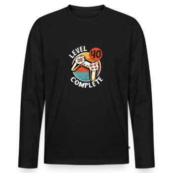 Cadeau d’anniversaire de 40 ans - Niveau 40 unlocked Gamer - T-shirt manches longues Premium bio Homme - noir - Devant - Nico (187cm)
