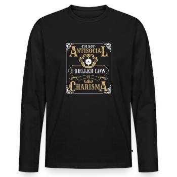 Nicht antisozial gerollte Low Charisma RPG Tabletop - Männer Premium Bio Langarmshirt - Schwarz - Vorne - Nico (187cm)