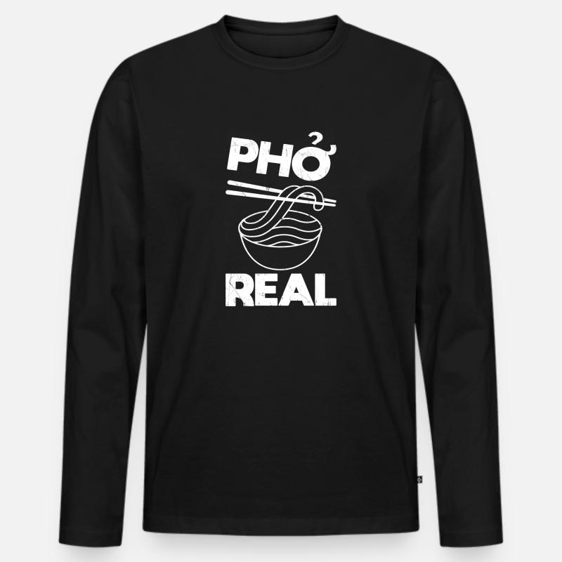 Pho Suppe Lustig - Männer Premium Bio Langarmshirt - Schwarz