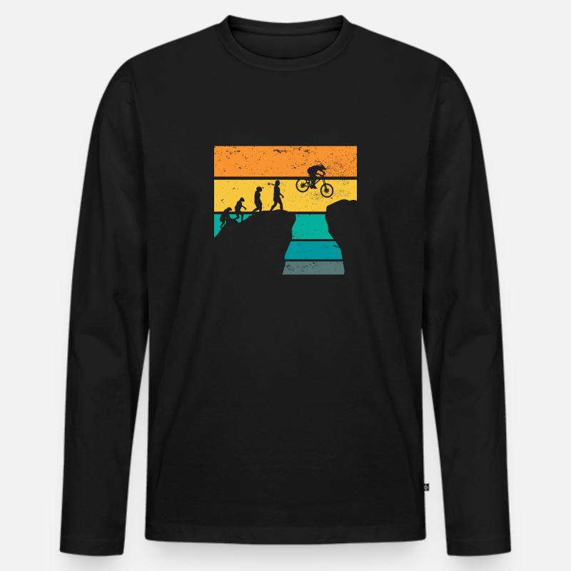 MTB Evolution Bike Mountain - Männer Premium Bio Langarmshirt - Schwarz