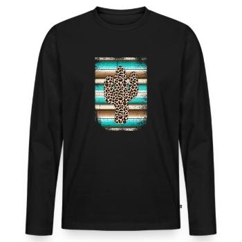 Funny Leopard Cactus Serape Cactus print Turquoise - Männer Premium Bio Langarmshirt - Schwarz - Vorne - Nico (187cm)
