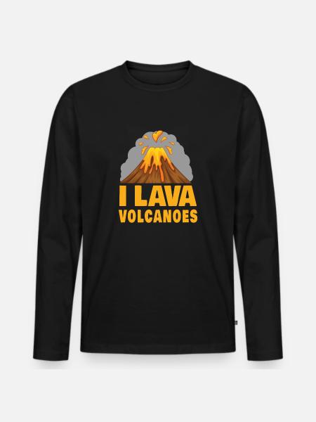 Volcan Lave drôle - T-shirt manches longues Premium bio Homme - noir
