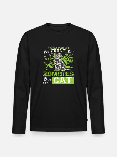 Cat Funny Kitten Zombie Apparel - Men's Premium Organic Long Sleeve Shirt - black