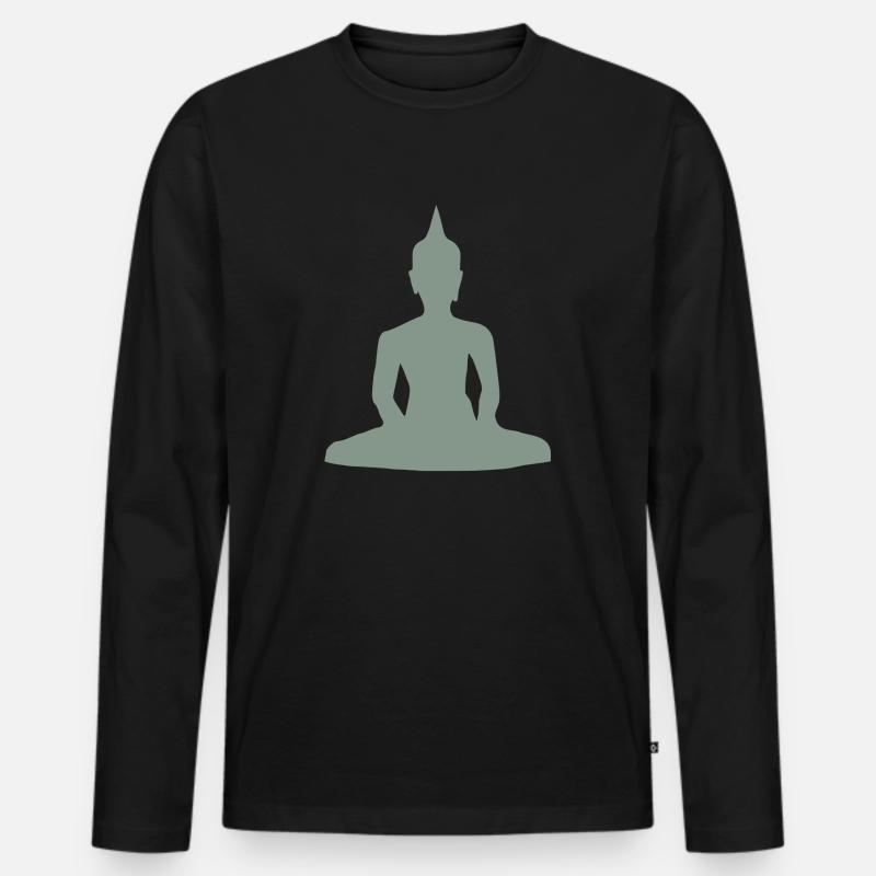 litte buddha - Männer Premium Bio Langarmshirt - Schwarz