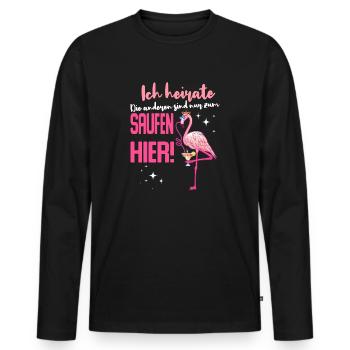 Ich heirate Braut Flamingo Party JGA - Männer Premium Bio Langarmshirt - Schwarz - Vorne - Nico (187cm)