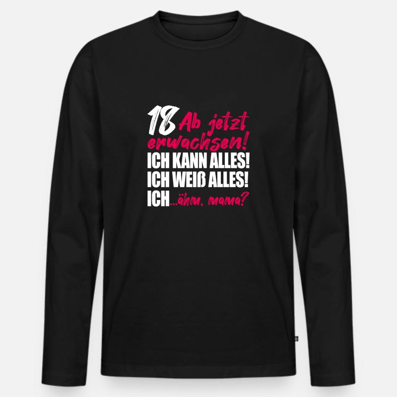 18. Geburtstag Mädchen Geschenk 18 Geburtstag Frau - Männer Premium Bio Langarmshirt - Schwarz