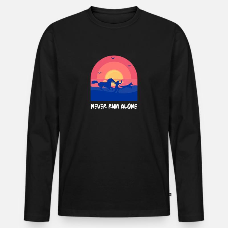 Pferd Hund Pony - Männer Premium Bio Langarmshirt - Schwarz