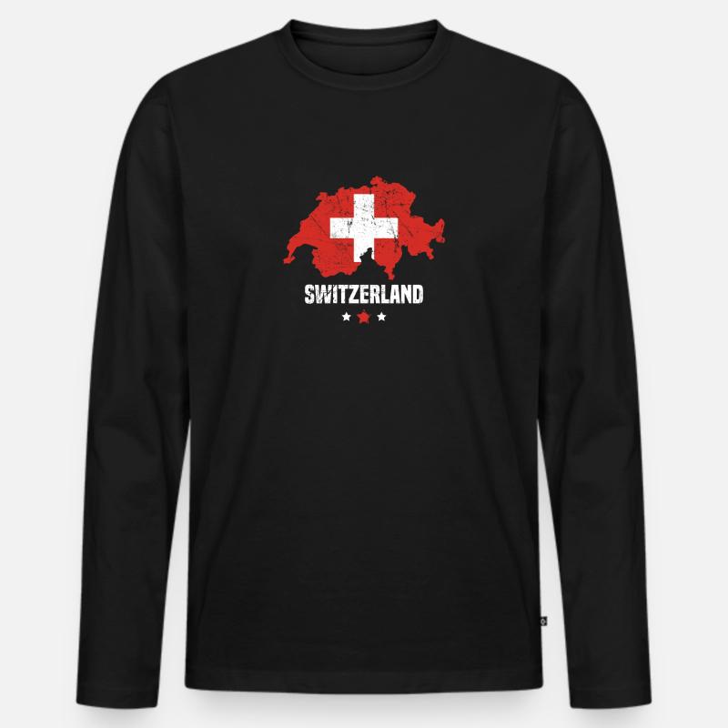 Schweiz Flagge Schweizer - Männer Premium Bio Langarmshirt - Schwarz
