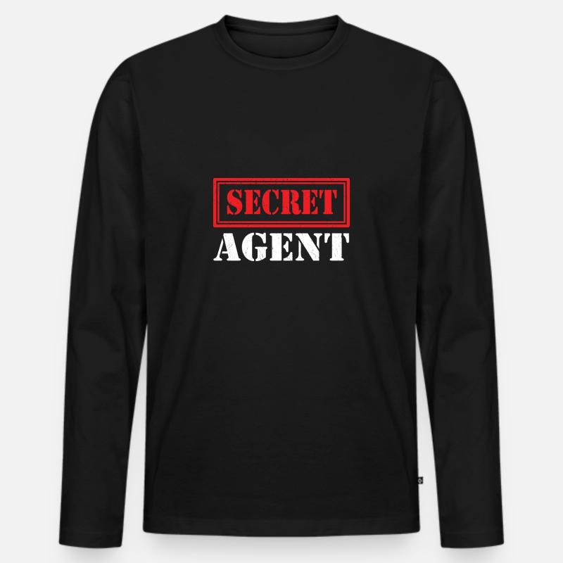 Spionage-Geheimagent - Männer Premium Bio Langarmshirt - Schwarz