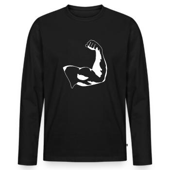Biceps Upper Arm Muscles Weight Training Black - Men's Premium Organic Long Sleeve Shirt - black - Front - Nico (187cm)