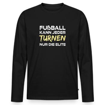 Turnen - nur die Elite - Männer Premium Bio Langarmshirt - Schwarz - Vorne - Nico (187cm)