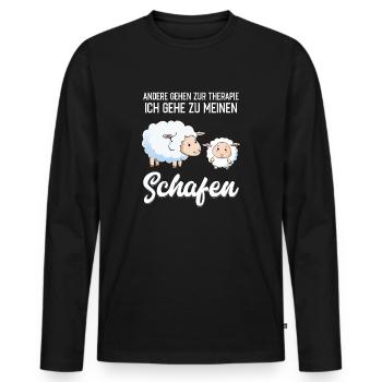 Schafe - Therapie lustiger Spruch - Männer Premium Bio Langarmshirt - Schwarz - Vorne - Nico (187cm)