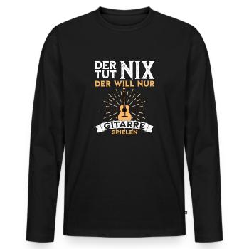 Der tut nix der will nur Gitarre spielen lustiger - Männer Premium Bio Langarmshirt - Schwarz - Vorne - Nico (187cm)