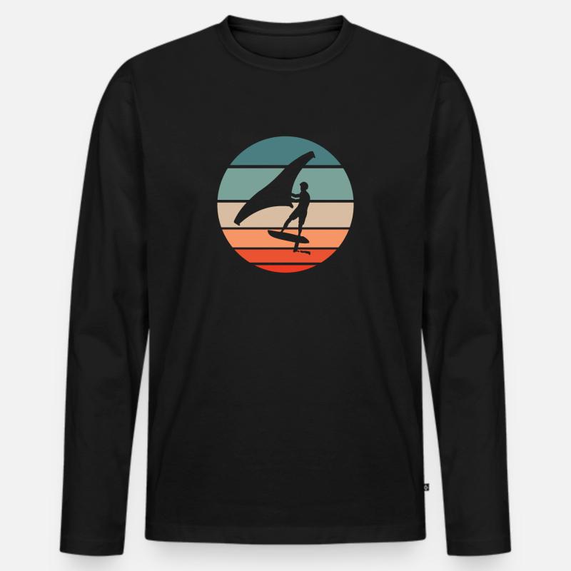 Wing Foiling Surf Surfing Surfer - Männer Premium Bio Langarmshirt - Schwarz