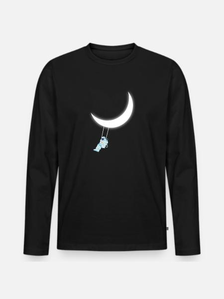 Astronaut swing moon - Men's Premium Organic Long Sleeve Shirt - black