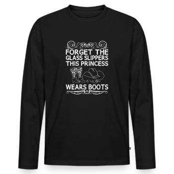 This Princess Wears Boots Western Linedance Outfit - T-shirt manches longues Premium bio Homme - noir - Devant - Nico (187cm)