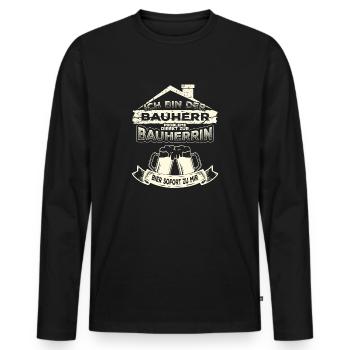 Bauherr Bauherrin Richtfest Hausbesitzer - Männer Premium Bio Langarmshirt - Schwarz - Vorne - Nico (187cm)