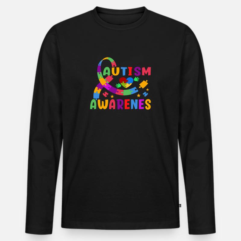 Autismus Bewusstsein - Männer Premium Bio Langarmshirt - Schwarz