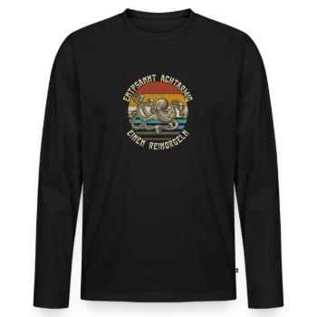 Entspannt Achtarmig einen Reinorgeln Bier Party - Männer Premium Bio Langarmshirt - Schwarz - Vorne - Nico (187cm)