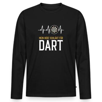 Dart Herzschlag - lustiger Spruch - Männer Premium Bio Langarmshirt - Schwarz - Vorne - Nico (187cm)