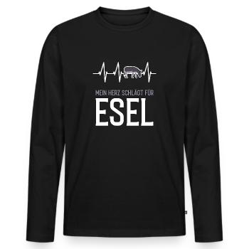 Esel Herzschlag - lustiger Spruch - Männer Premium Bio Langarmshirt - Schwarz - Vorne - Nico (187cm)