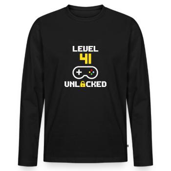 Level 41 unlocked | 41 years old gamer birthday - Men's Premium Organic Long Sleeve Shirt - black - Front - Nico (187cm)