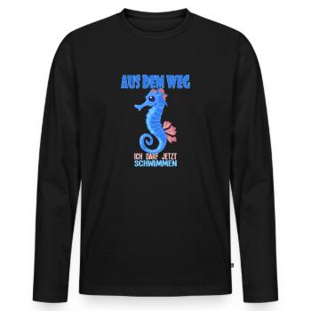 Seepferdchen bestanden Schwimmen Schwimmer - Männer Premium Bio Langarmshirt - Schwarz - Vorne - Nico (187cm)