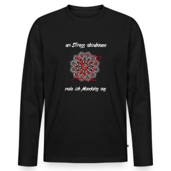 Um Stress abzubauen male ich Mandalas aus - Männer Premium Bio Langarmshirt - Schwarz - Vorne - Nico (187cm)
