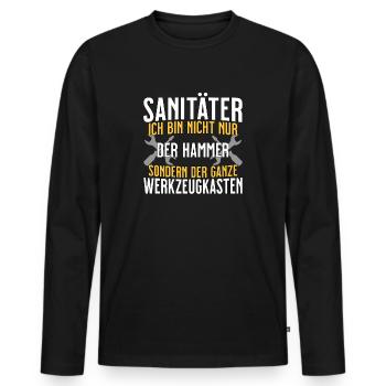 Sanitäter - Ich bin nicht nur der Hammer - - Männer Premium Bio Langarmshirt - Schwarz - Vorne - Nico (187cm)