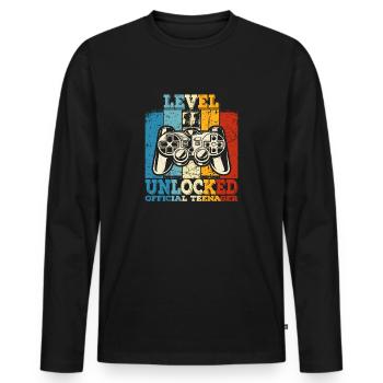Geburtstag 11 Offizielle Teenager Junge Level 11 - Männer Premium Bio Langarmshirt - Schwarz - Vorne - Nico (187cm)