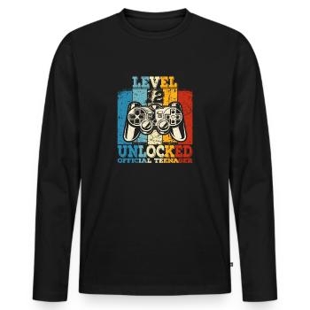 Geburtstag 12 Offizielle Teenager Junge Level 12 - Männer Premium Bio Langarmshirt - Schwarz - Vorne - Nico (187cm)