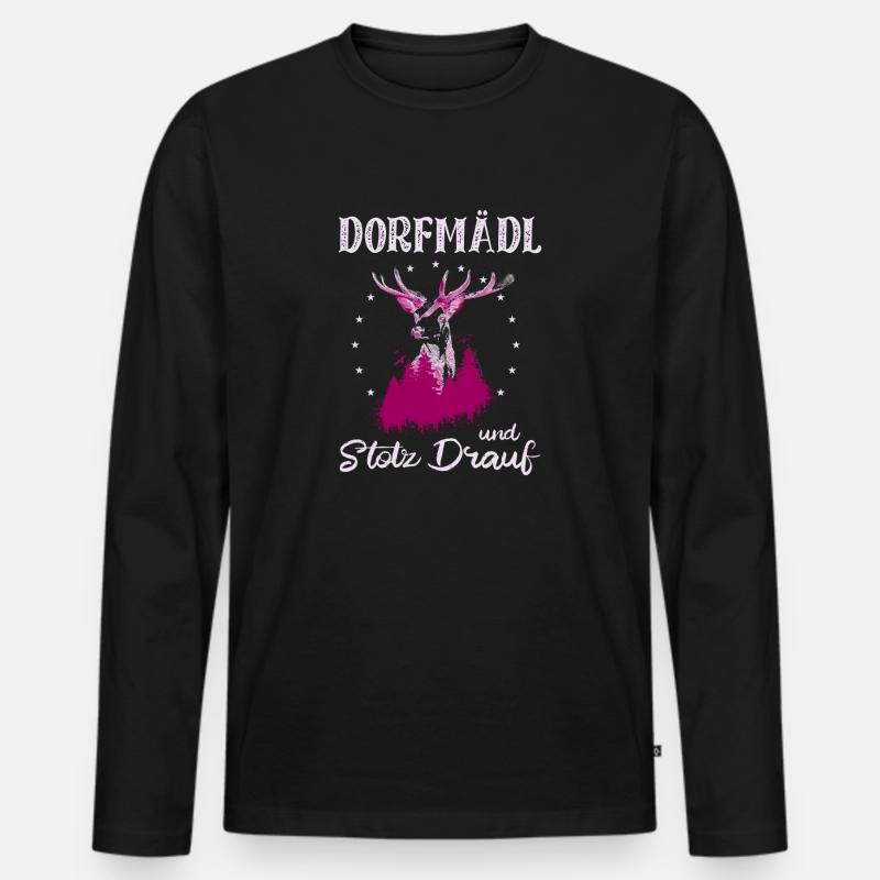 Dorfmädel Hirsch - Männer Premium Bio Langarmshirt - Schwarz