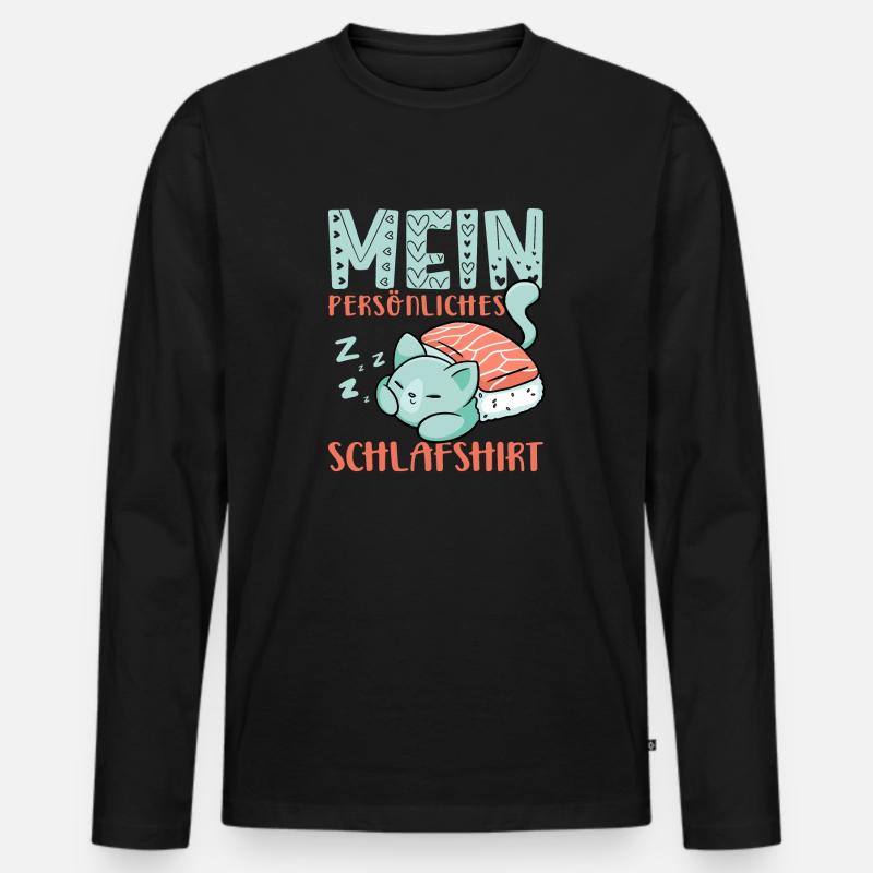 Katze Pyjama - Männer Premium Bio Langarmshirt - Schwarz