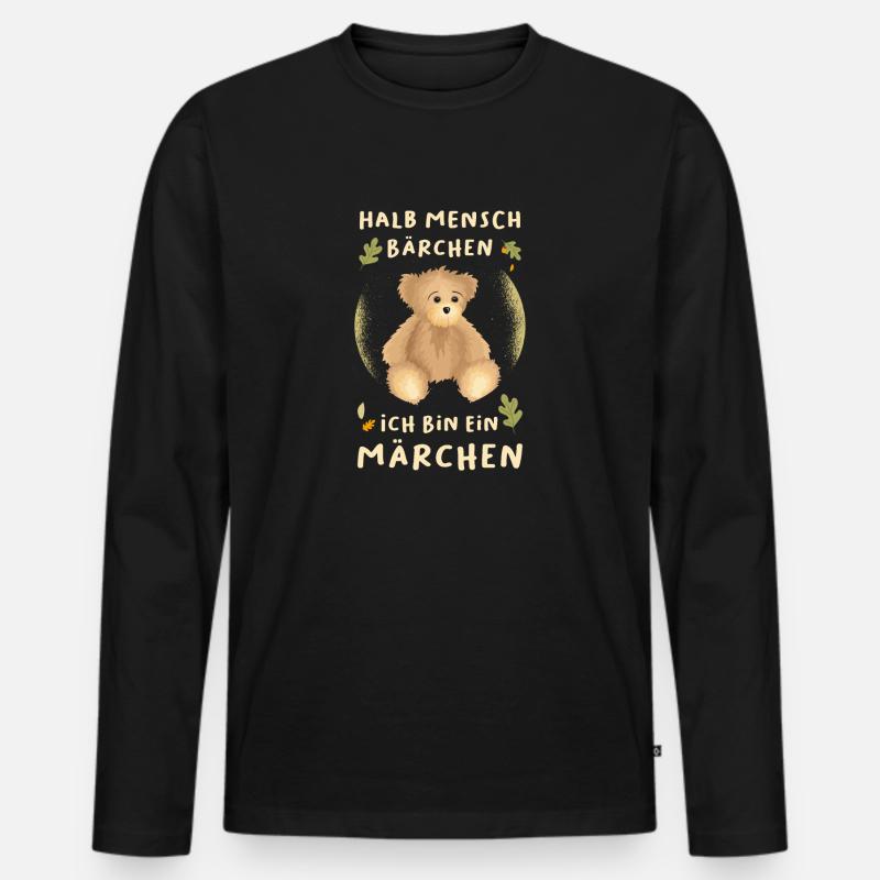 Bärchen Teddybär - Männer Premium Bio Langarmshirt - Schwarz