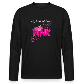 Dans October Wear Pink Butterfly Breast Cancer - T-shirt manches longues Premium bio Homme - noir - Devant - Nico (187cm)